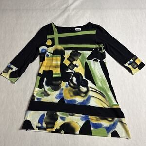 Eva Varro Women's Size Large Art To Wear Long Sleeve Tunic Stretch Top